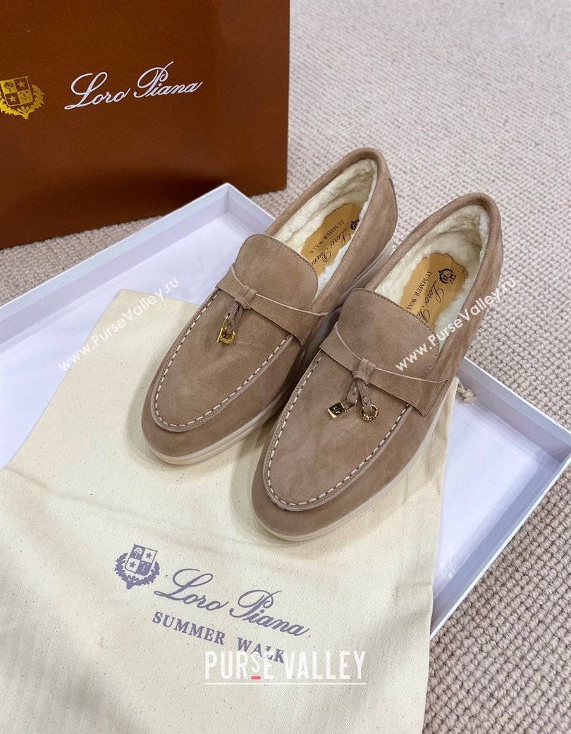 Loro Piana Summer Charm Loafers in Suede with Wool Lining Dark Khaki 2024 LP123001 (KL-241230001)