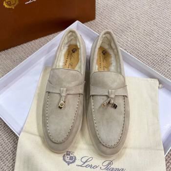 Loro Piana Summer Charm Loafers in Suede with Wool Lining Grey2 2024 LP123001 (KL-241230002)