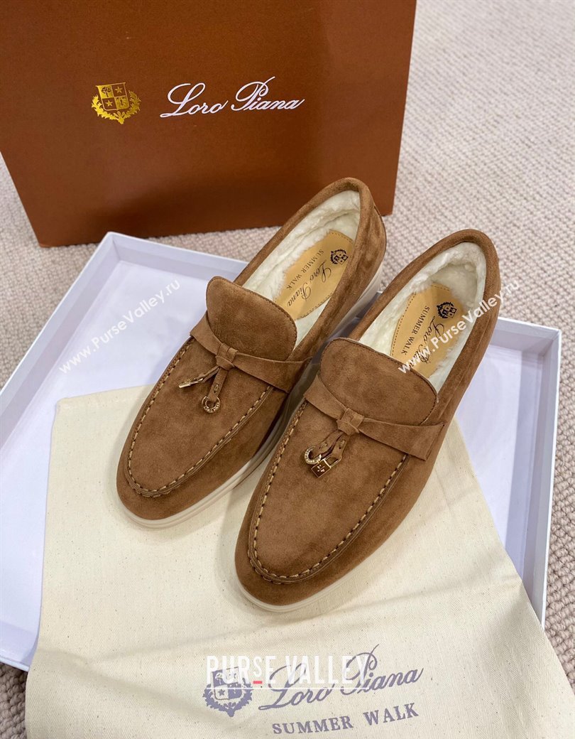 Loro Piana Summer Charm Loafers in Suede with Wool Lining Brown 2024 LP123001 (KL-241230005)