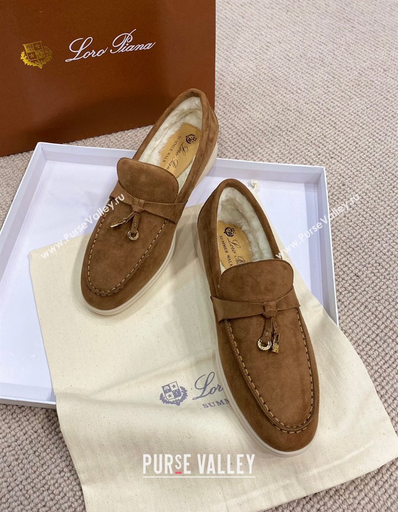 Loro Piana Summer Charm Loafers in Suede with Wool Lining Brown 2024 LP123001 (KL-241230005)