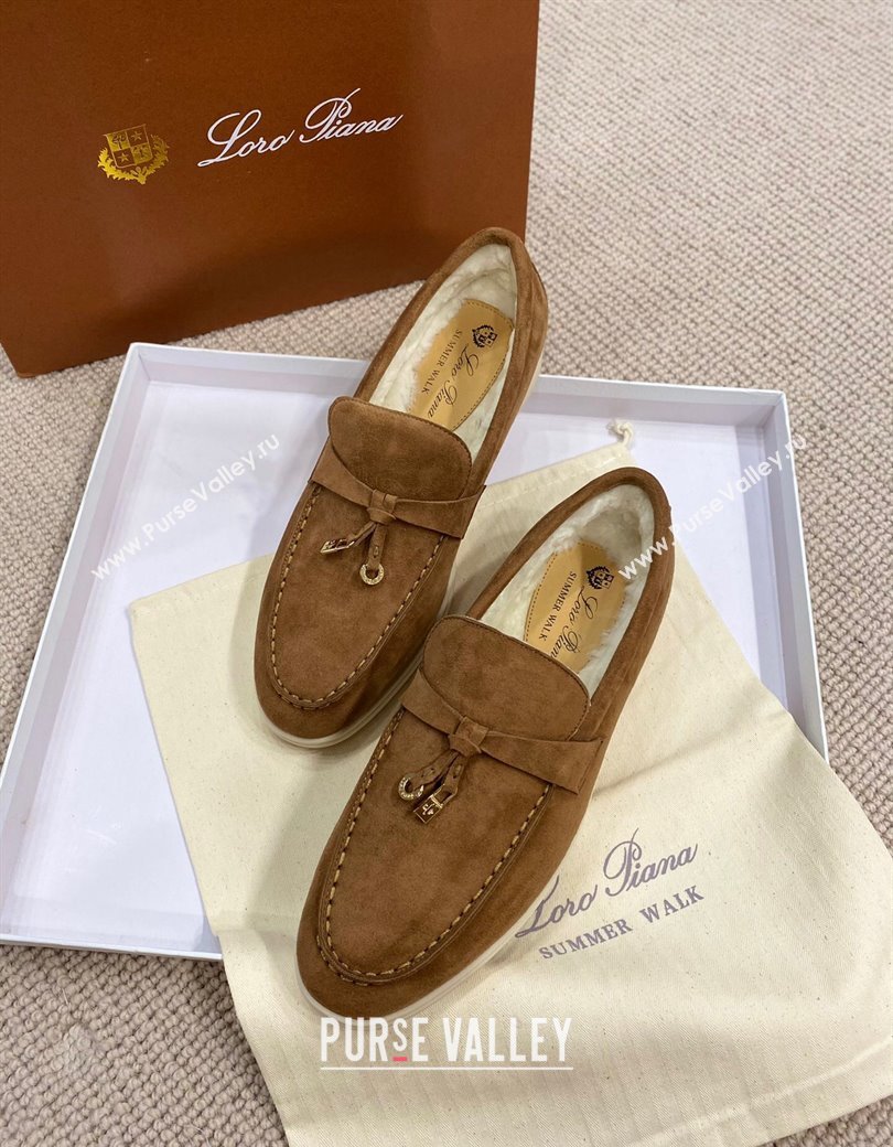 Loro Piana Summer Charm Loafers in Suede with Wool Lining Brown 2024 LP123001 (KL-241230005)