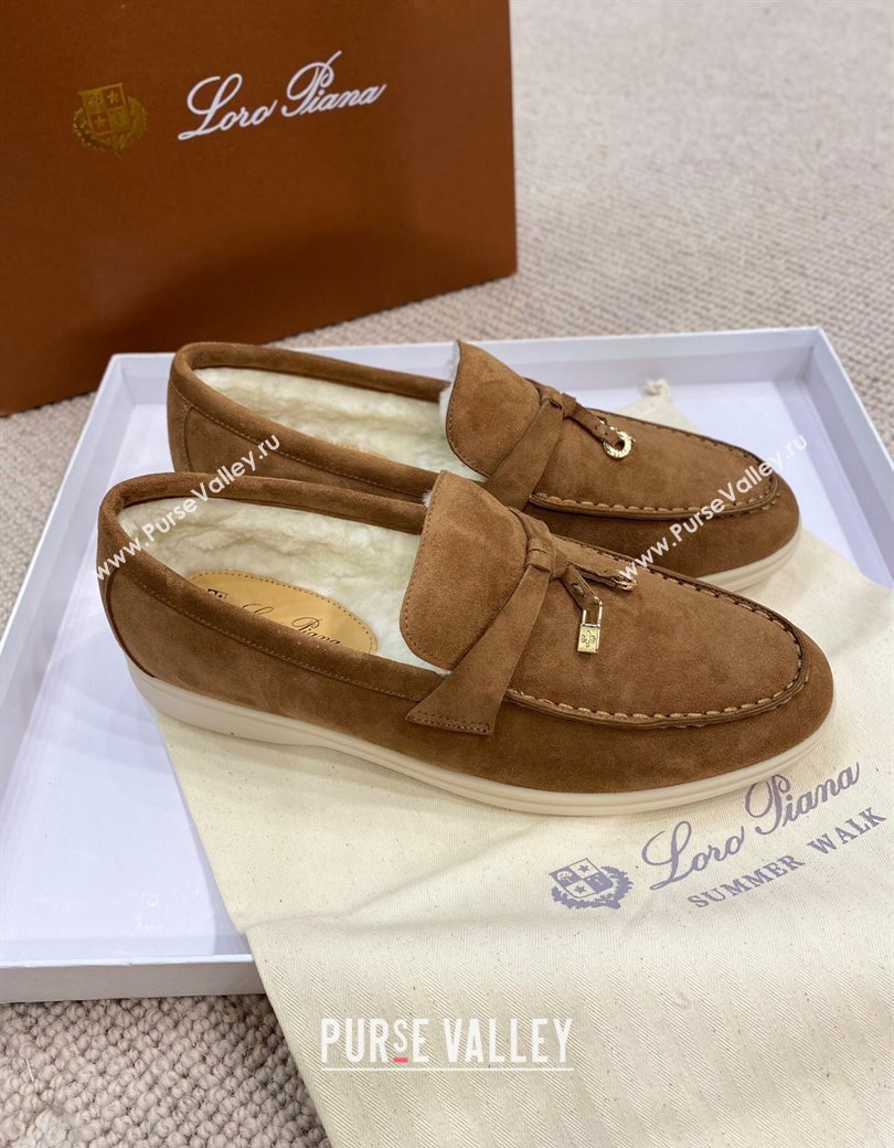 Loro Piana Summer Charm Loafers in Suede with Wool Lining Brown 2024 LP123001 (KL-241230005)