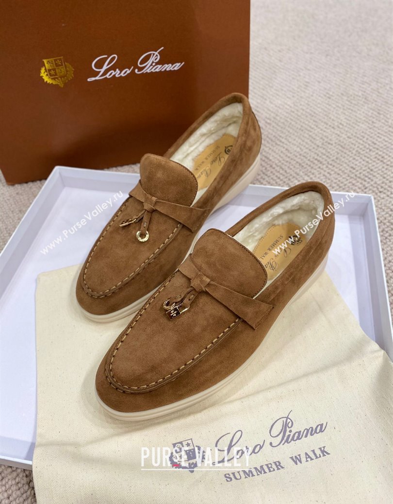 Loro Piana Summer Charm Loafers in Suede with Wool Lining Brown 2024 LP123001 (KL-241230005)