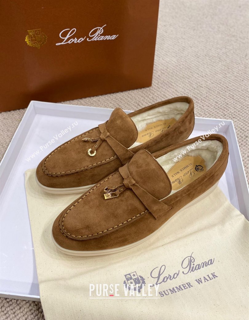 Loro Piana Summer Charm Loafers in Suede with Wool Lining Brown 2024 LP123001 (KL-241230005)