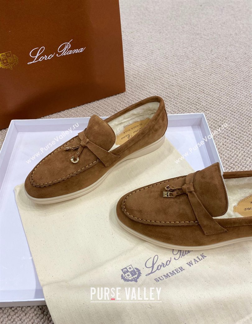 Loro Piana Summer Charm Loafers in Suede with Wool Lining Brown 2024 LP123001 (KL-241230005)