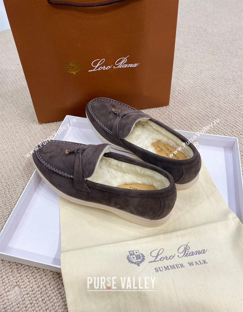 Loro Piana Summer Charm Loafers in Suede with Wool Lining Dark Grey 2024 LP123001 (KL-241230006)