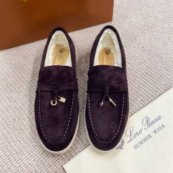 Loro Piana Summer Charm Loafers in Suede with Wool Lining Coffee Brown 2024 LP123001 (KL-241230007)