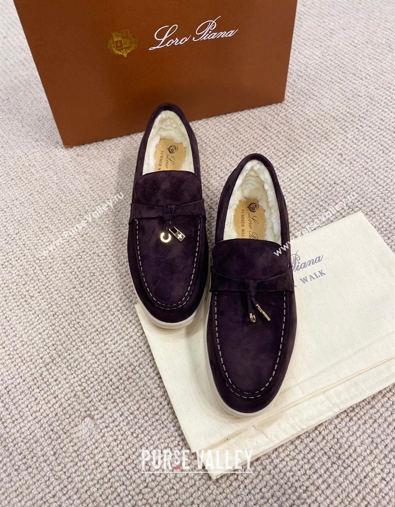 Loro Piana Summer Charm Loafers in Suede with Wool Lining Coffee Brown 2024 LP123001 (KL-241230007)