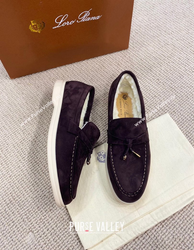 Loro Piana Summer Charm Loafers in Suede with Wool Lining Coffee Brown 2024 LP123001 (KL-241230007)