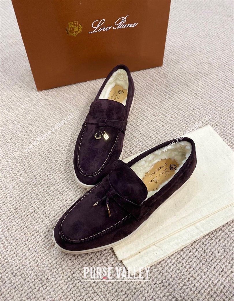 Loro Piana Summer Charm Loafers in Suede with Wool Lining Coffee Brown 2024 LP123001 (KL-241230007)