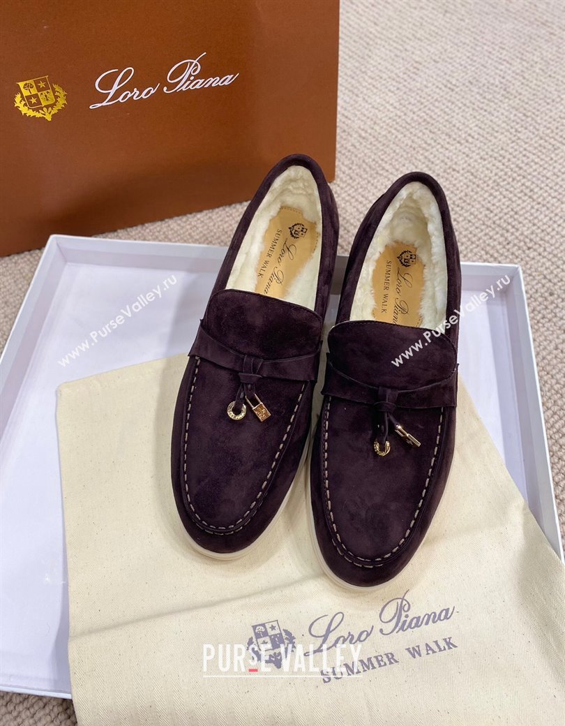 Loro Piana Summer Charm Loafers in Suede with Wool Lining Coffee Brown 2024 LP123001 (KL-241230007)