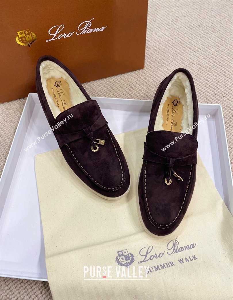 Loro Piana Summer Charm Loafers in Suede with Wool Lining Coffee Brown 2024 LP123001 (KL-241230007)