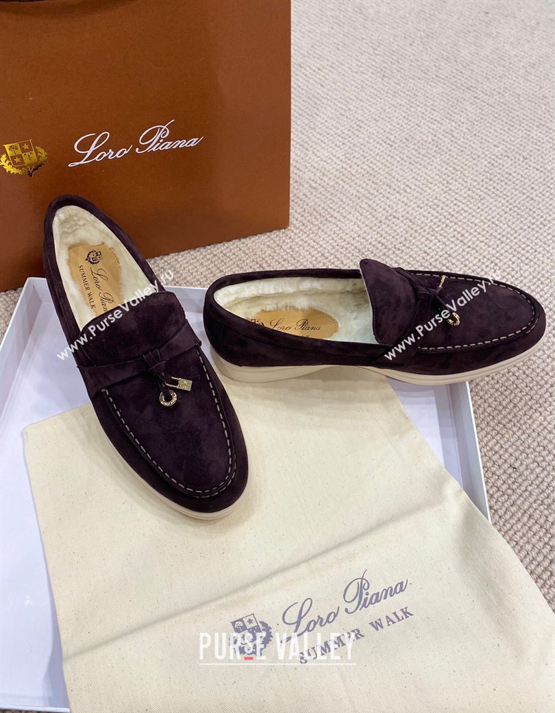 Loro Piana Summer Charm Loafers in Suede with Wool Lining Coffee Brown 2024 LP123001 (KL-241230007)