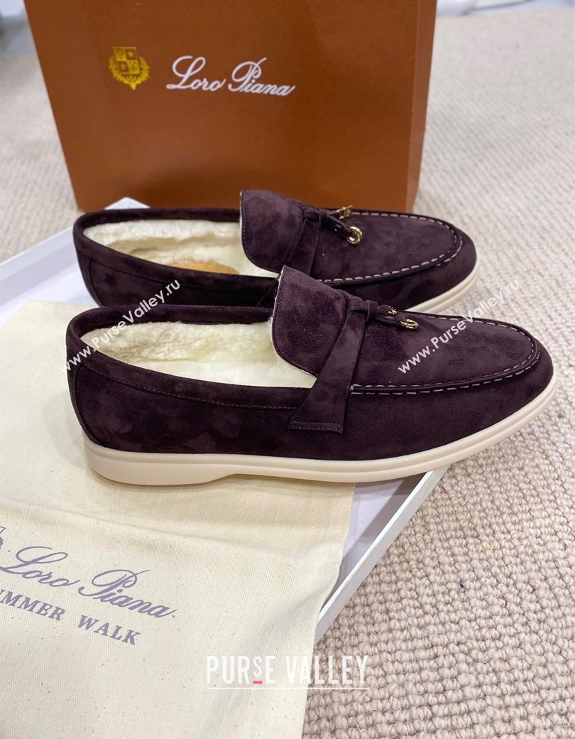 Loro Piana Summer Charm Loafers in Suede with Wool Lining Coffee Brown 2024 LP123001 (KL-241230007)