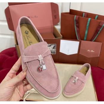 Loro Piana Summer Charm Loafers in Suede Light Peony Pink 2024 (KL-241230009)