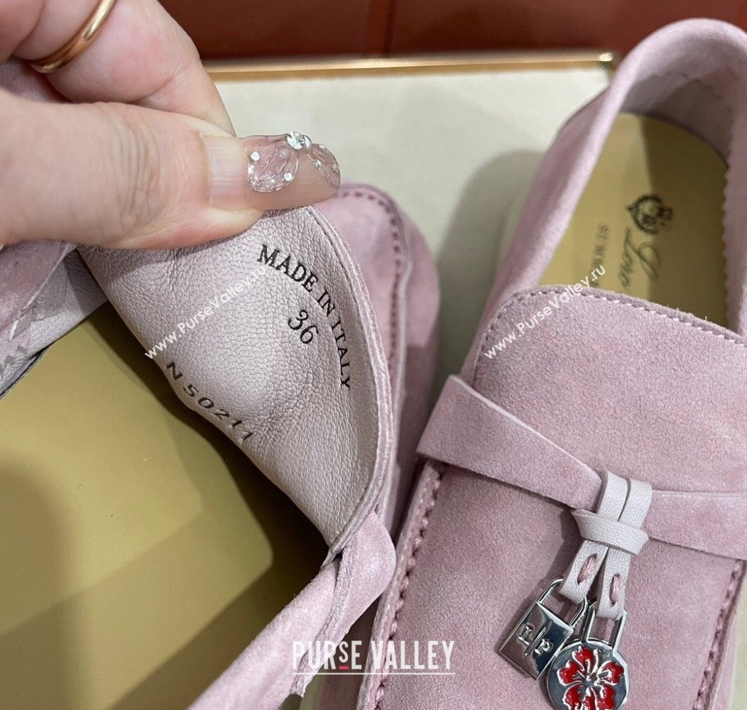 Loro Piana Summer Charm Loafers in Suede Light Peony Pink 2024 (KL-241230009)