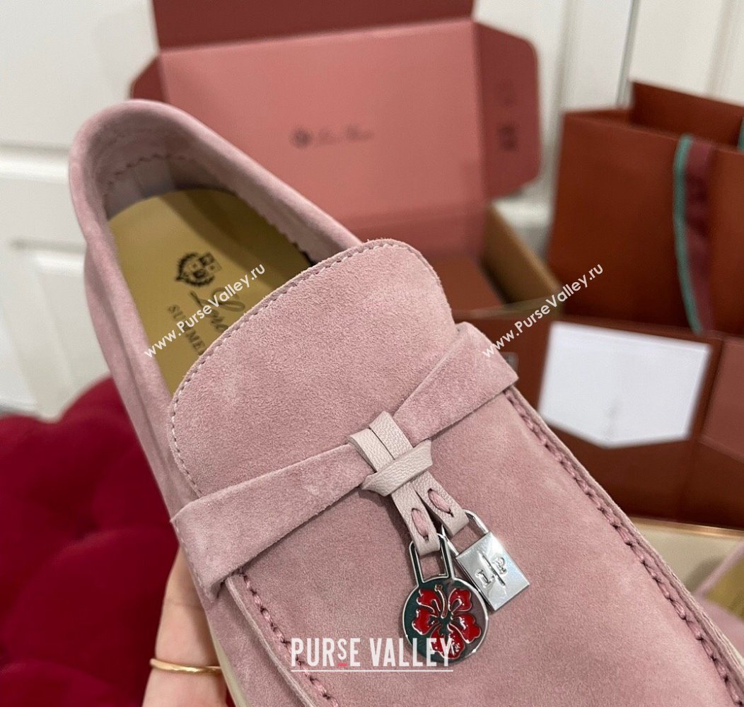 Loro Piana Summer Charm Loafers in Suede Light Peony Pink 2024 (KL-241230009)