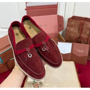 Loro Piana Summer Charm Loafers in Two-Tone Suede Burgundy 2024 LP123002 (KL-241230011)