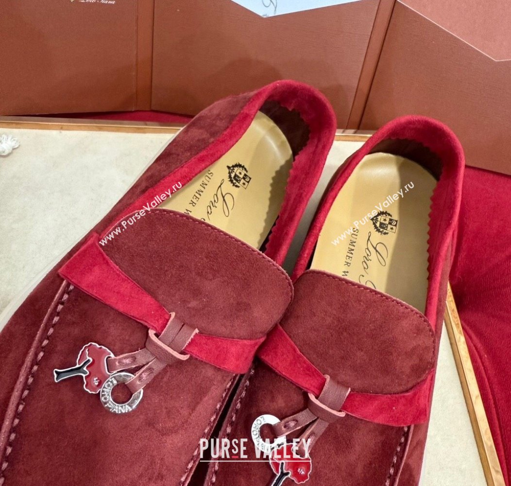 Loro Piana Summer Charm Loafers in Two-Tone Suede Burgundy 2024 LP123002 (KL-241230011)