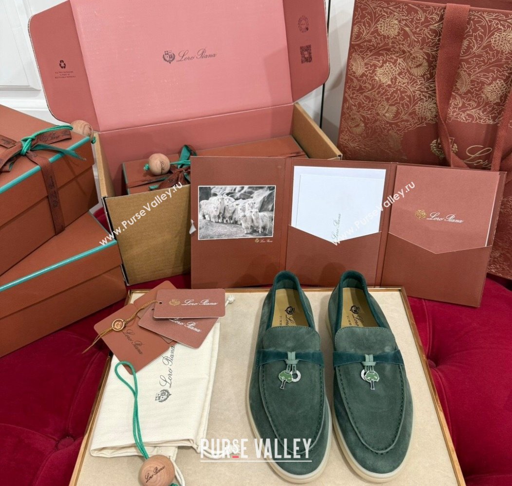 Loro Piana Summer Charm Loafers in Two-Tone Suede Green 2024 LP123002 (KL-241230012)