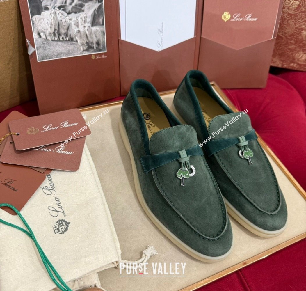 Loro Piana Summer Charm Loafers in Two-Tone Suede Green 2024 LP123002 (KL-241230012)