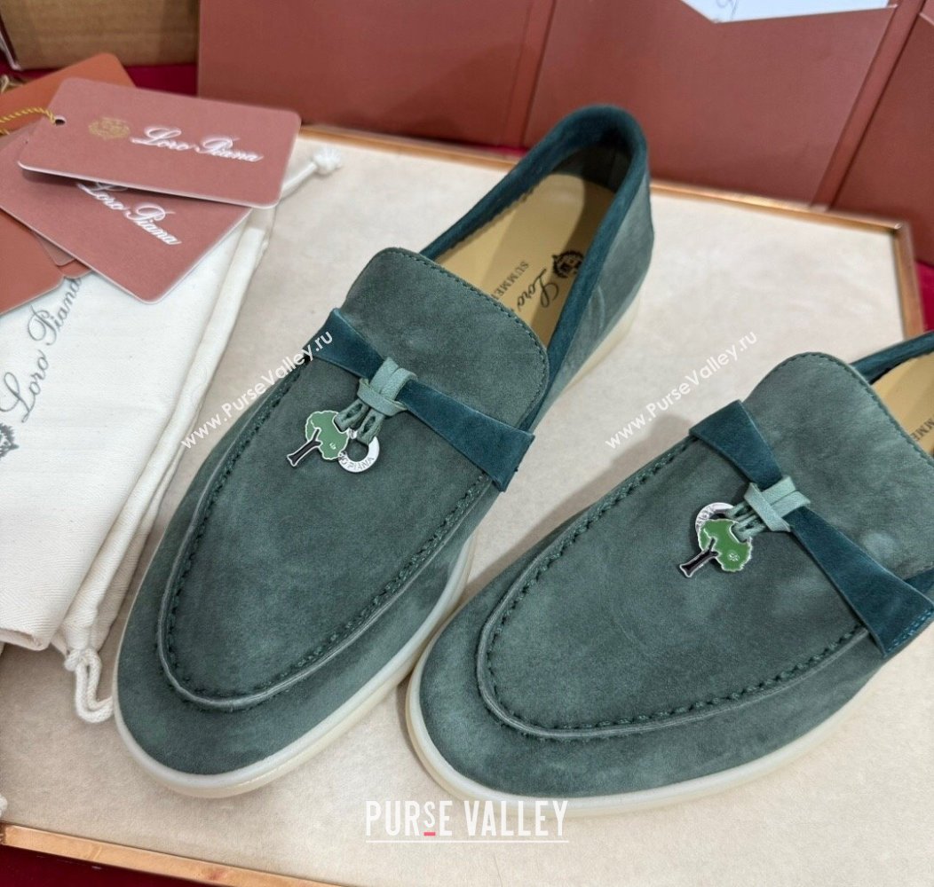 Loro Piana Summer Charm Loafers in Two-Tone Suede Green 2024 LP123002 (KL-241230012)