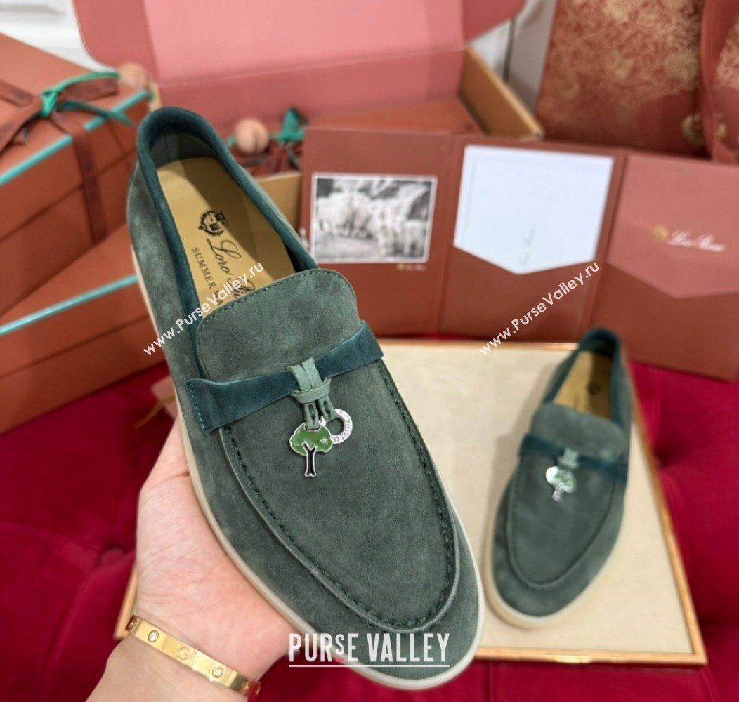 Loro Piana Summer Charm Loafers in Two-Tone Suede Green 2024 LP123002 (KL-241230012)