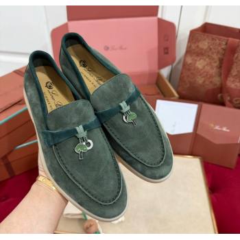 Loro Piana Summer Charm Loafers in Two-Tone Suede Green 2024 LP123002 (KL-241230012)