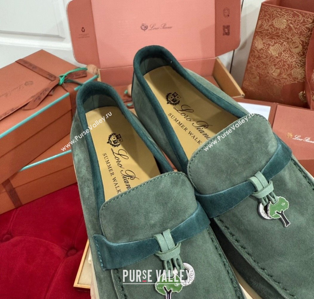 Loro Piana Summer Charm Loafers in Two-Tone Suede Green 2024 LP123002 (KL-241230012)