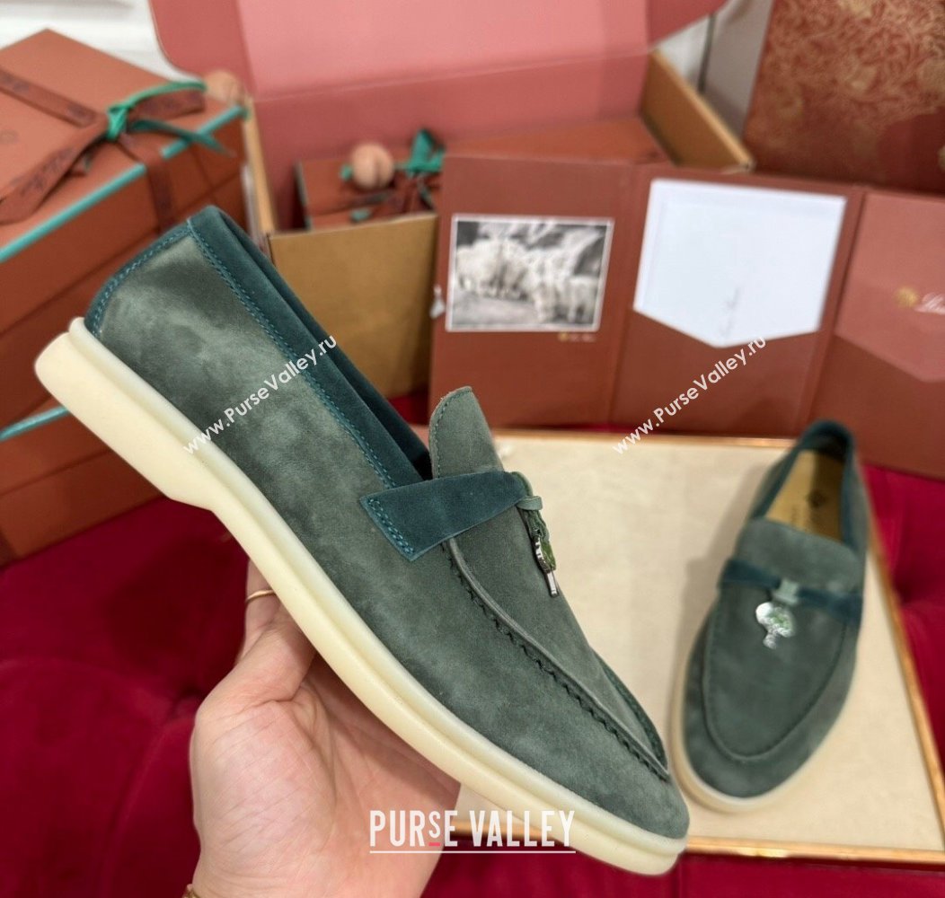 Loro Piana Summer Charm Loafers in Two-Tone Suede Green 2024 LP123002 (KL-241230012)