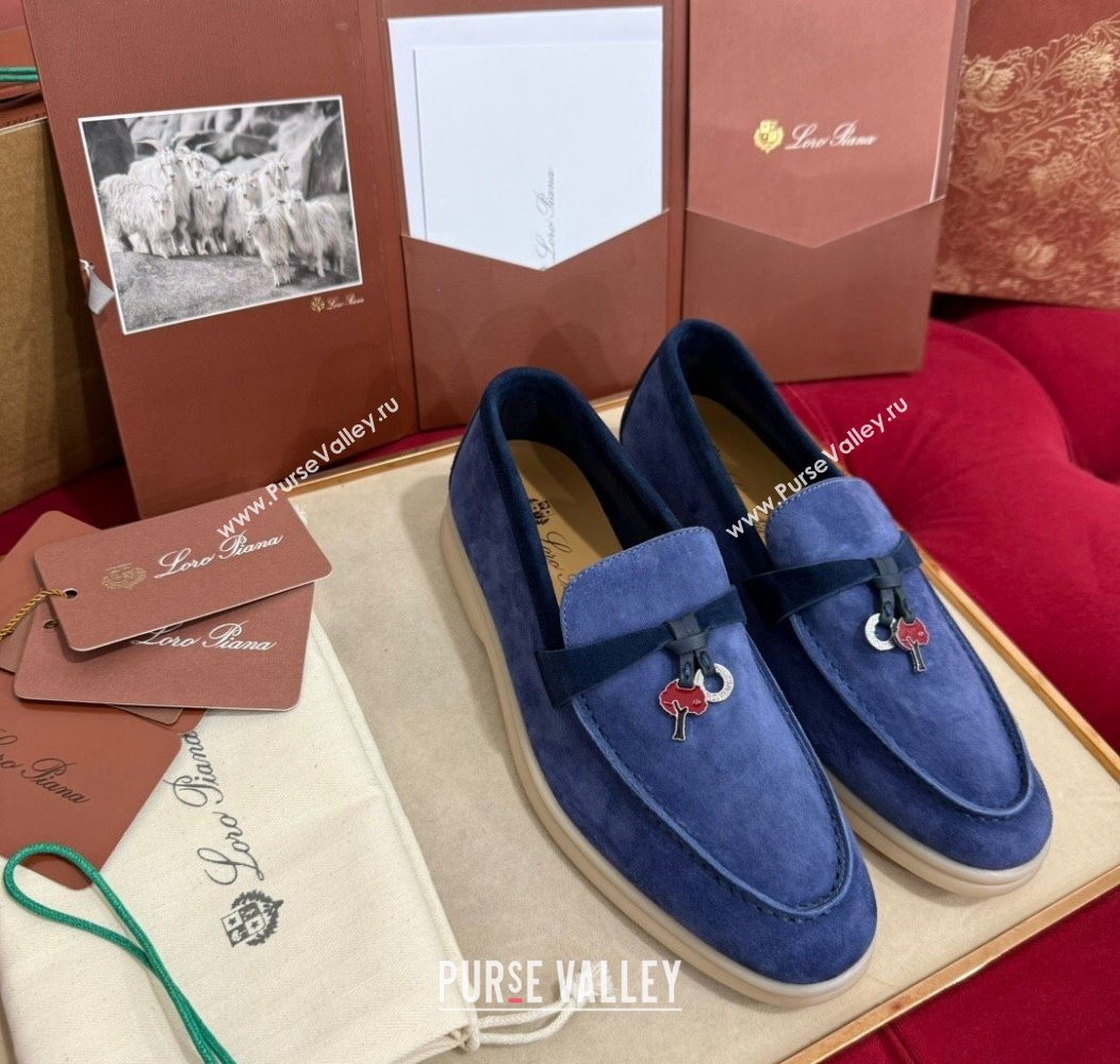 Loro Piana Summer Charm Loafers in Two-Tone Suede Blue 2024 LP123002 (KL-241230013)