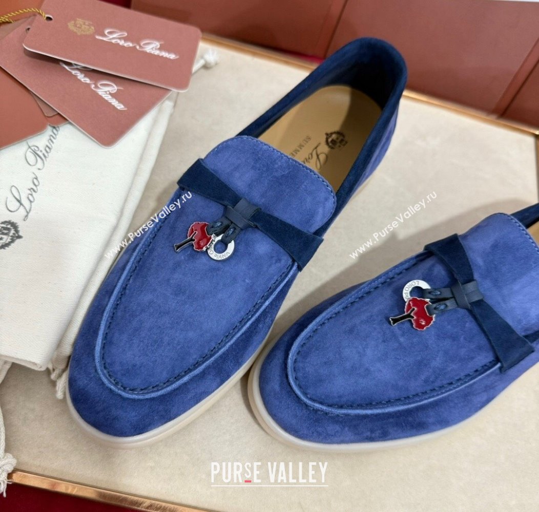 Loro Piana Summer Charm Loafers in Two-Tone Suede Blue 2024 LP123002 (KL-241230013)