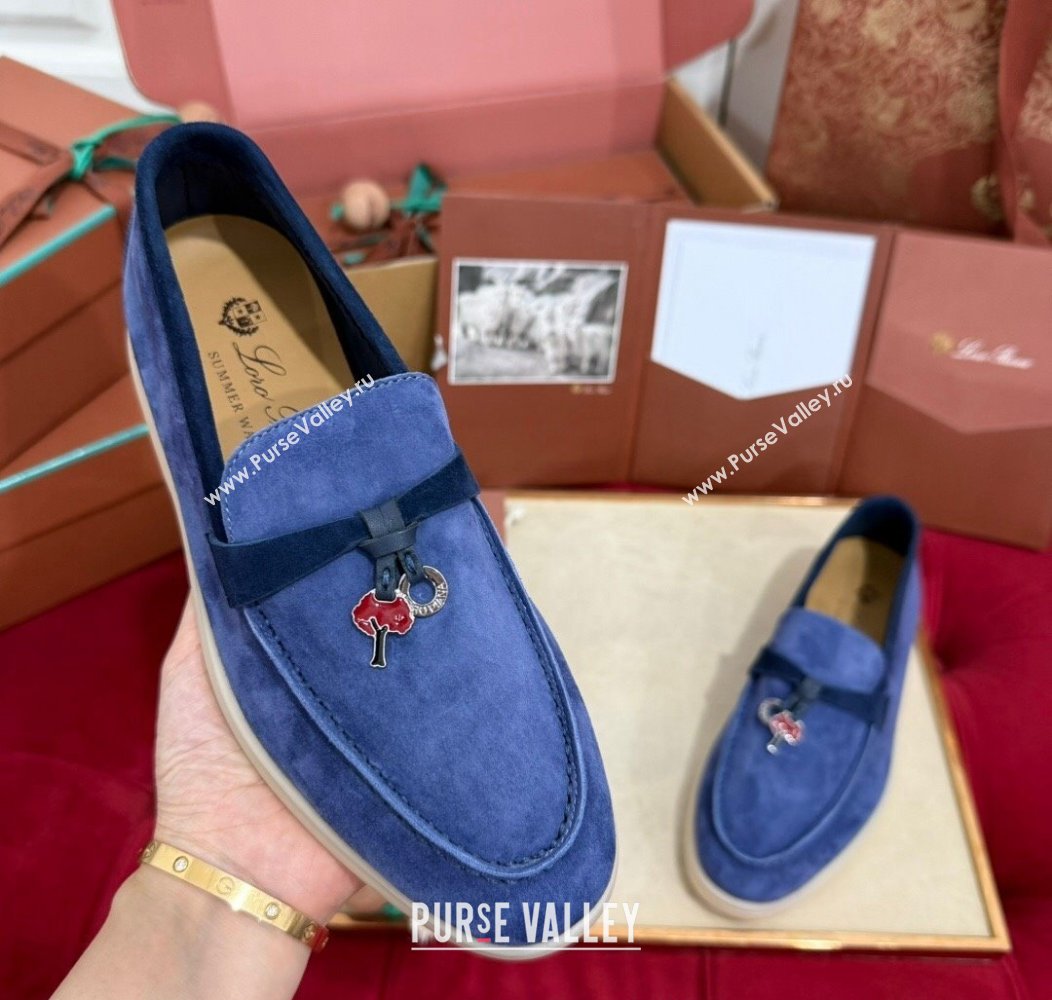 Loro Piana Summer Charm Loafers in Two-Tone Suede Blue 2024 LP123002 (KL-241230013)