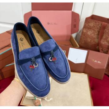 Loro Piana Summer Charm Loafers in Two-Tone Suede Blue 2024 LP123002 (KL-241230013)