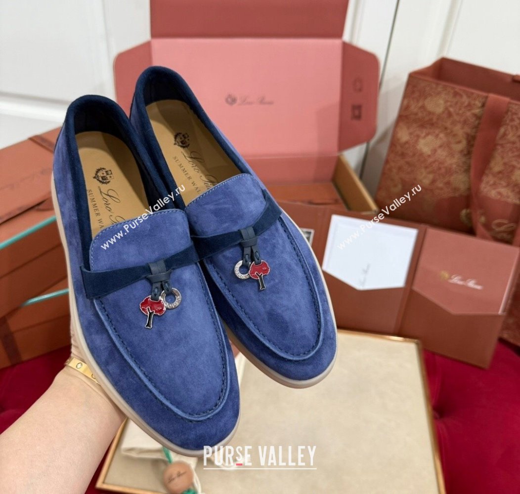 Loro Piana Summer Charm Loafers in Two-Tone Suede Blue 2024 LP123002 (KL-241230013)