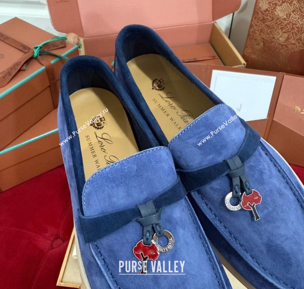 Loro Piana Summer Charm Loafers in Two-Tone Suede Blue 2024 LP123002 (KL-241230013)