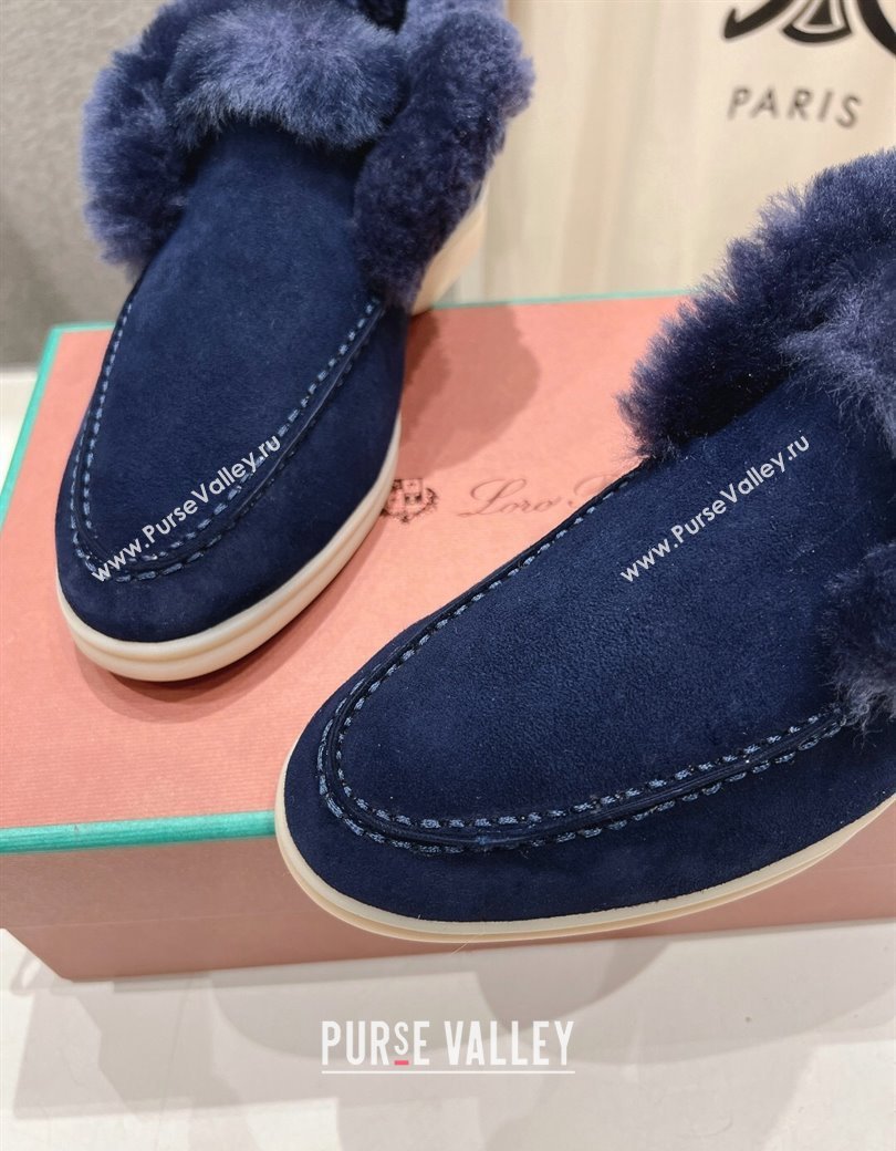 Loro Piana High-top Loafers in Suede and Wool Fur Dark Blue 2024 LP101102 (MD-241230015)