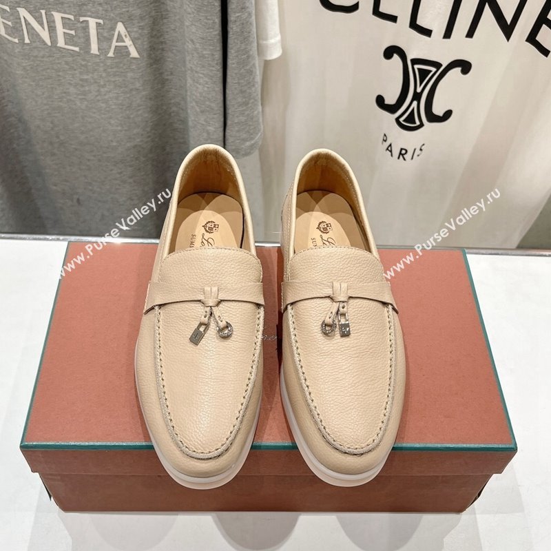 Loro Piana Summer Charm Loafers in Grained Leather Apricot 2024 LP123003 (MD-241230030)