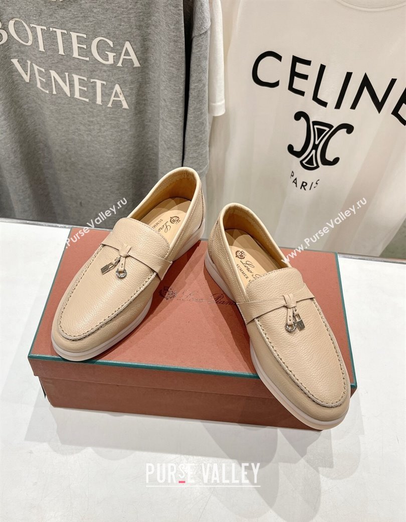 Loro Piana Summer Charm Loafers in Grained Leather Apricot 2024 LP123003 (MD-241230030)