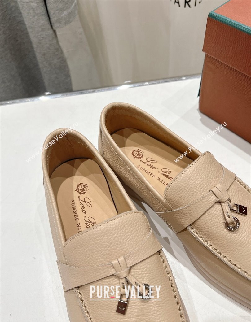 Loro Piana Summer Charm Loafers in Grained Leather Apricot 2024 LP123003 (MD-241230030)