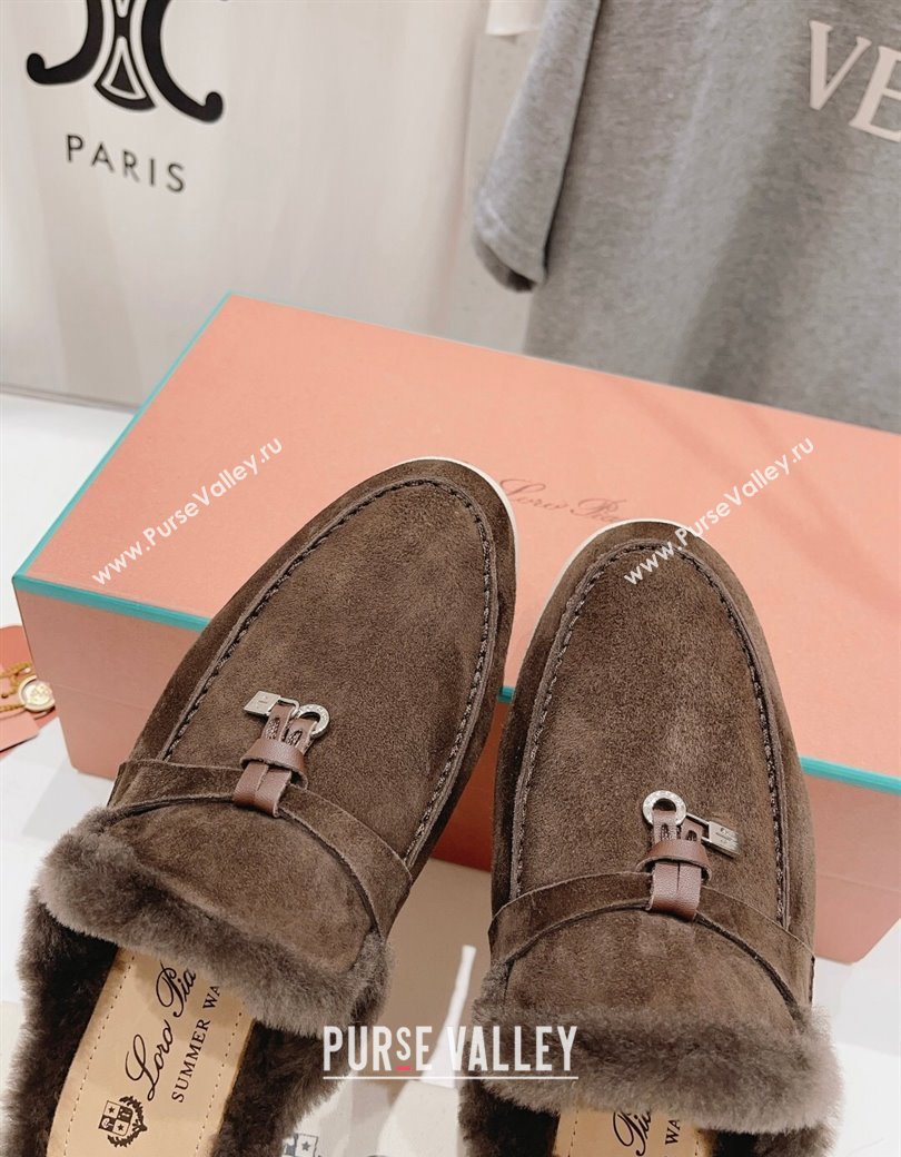 Loro Piana Charms Walk Babouche Loafer Mules in Suede and Wool Coffee Brown 2024 LP111301 (MD-241230037)