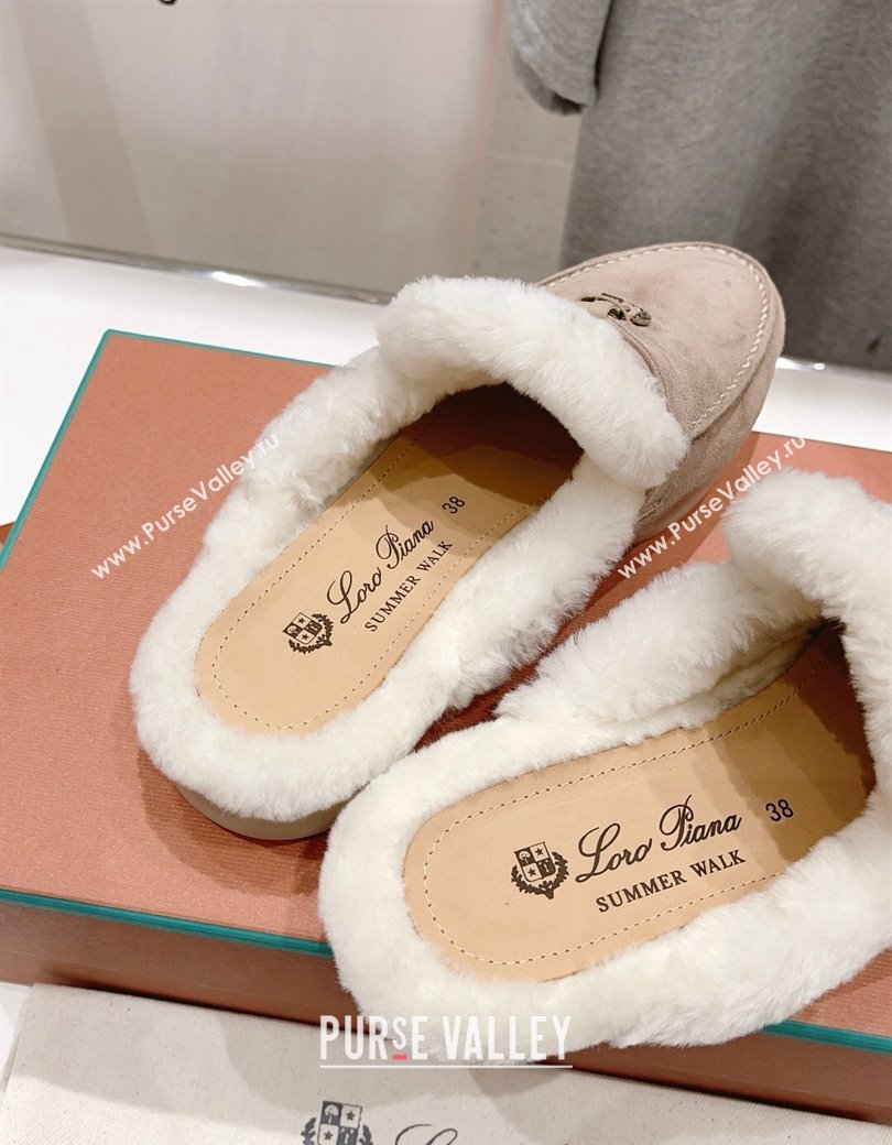 Loro Piana Charms Walk Babouche Loafer Mules in Suede and Wool Camel 2024 LP111301 (MD-241230044)