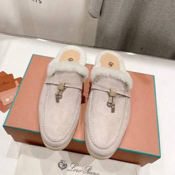 Loro Piana Charms Walk Babouche Loafer Mules in Suede and Wool Light Beige 2024 LP111301 (MD-241230049)