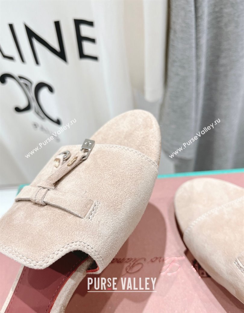 Loro Piana Summer Charms Slides Sandal in Suede Rose Beige 2024 LP123004 (MD-241230052)