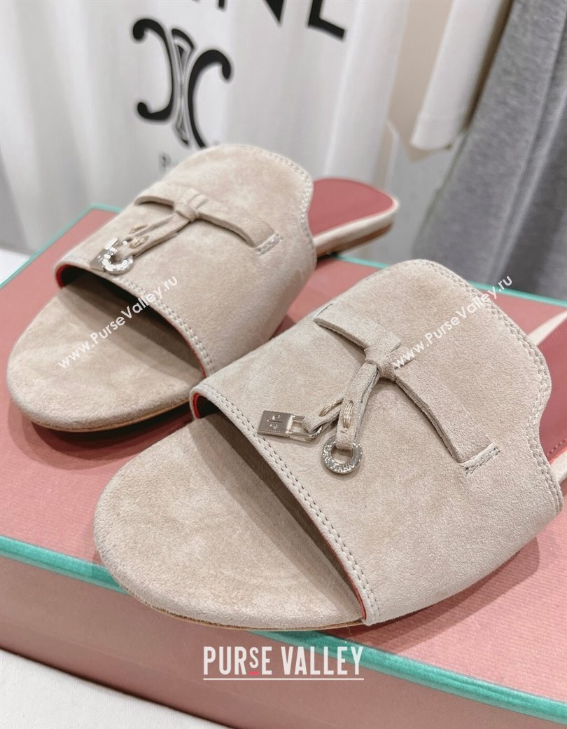 Loro Piana Summer Charms Slides Sandal in Suede Beige2 2024 LP123004 (MD-241230053)
