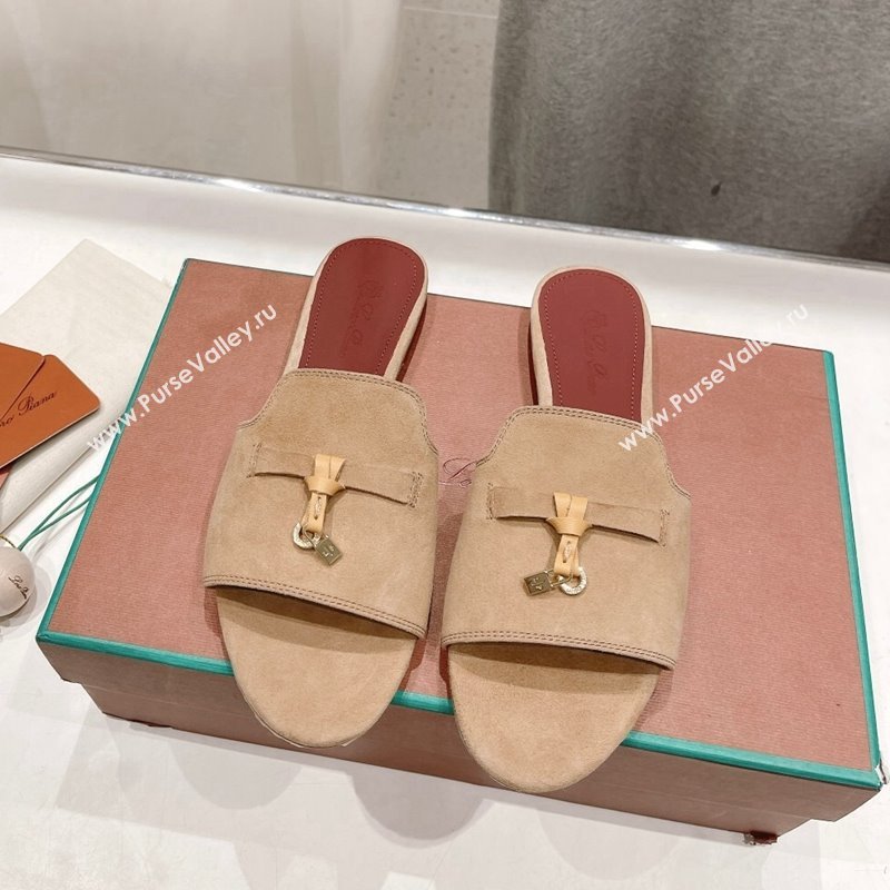 Loro Piana Summer Charms Slides Sandal in Suede Apricot2 2024 LP123004 (MD-241230067)