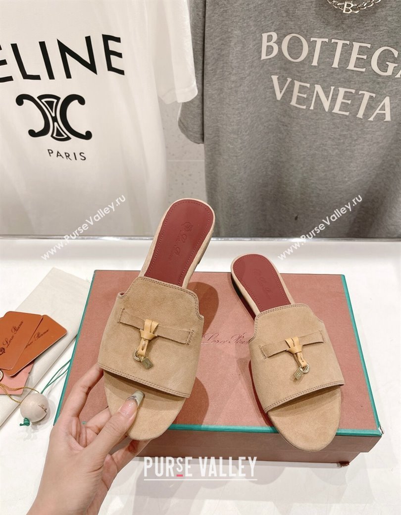 Loro Piana Summer Charms Slides Sandal in Suede Apricot2 2024 LP123004 (MD-241230067)