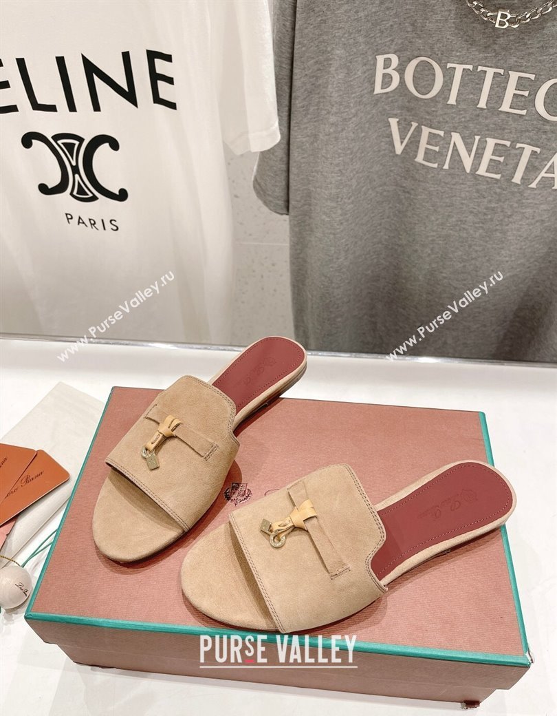 Loro Piana Summer Charms Slides Sandal in Suede Apricot2 2024 LP123004 (MD-241230067)