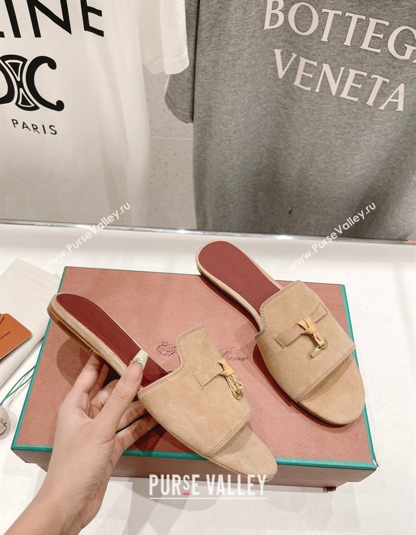 Loro Piana Summer Charms Slides Sandal in Suede Apricot2 2024 LP123004 (MD-241230067)