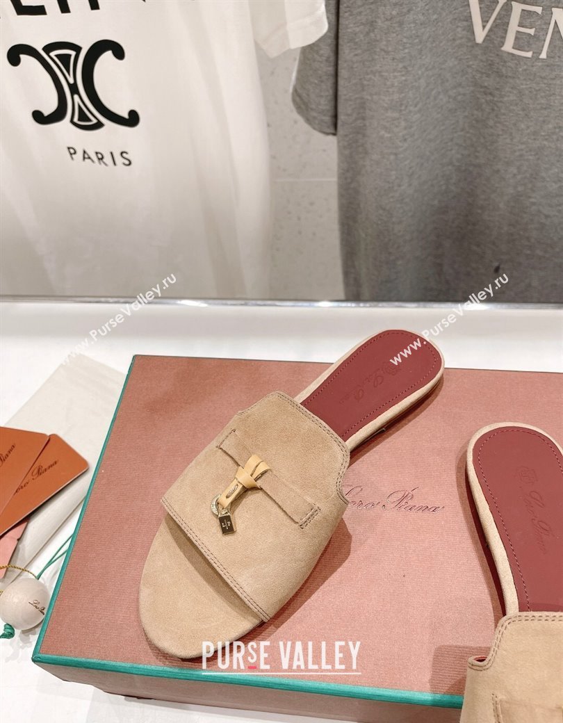 Loro Piana Summer Charms Slides Sandal in Suede Apricot2 2024 LP123004 (MD-241230067)